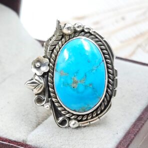 Kingman Turquoise 925 Sterling Silver Ring (REXT76-267)