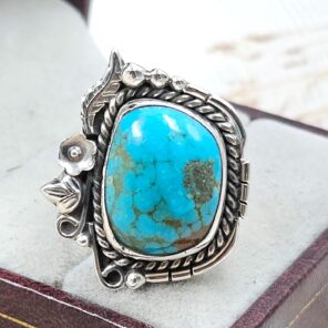 Kingman Turquoise 925 Sterling Silver Ring (REXT76-269)