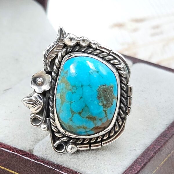 Kingman Turquoise 925 Sterling Silver Ring (REXT76-269)