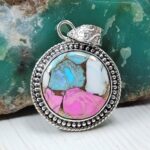 Cotton Candy Turquoise 1.25" 925 Sterling Silver Pendant (REXT89-22)