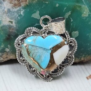 Cotton Candy Turquoise 1" 925 Sterling Silver Pendant (REXT89-26)