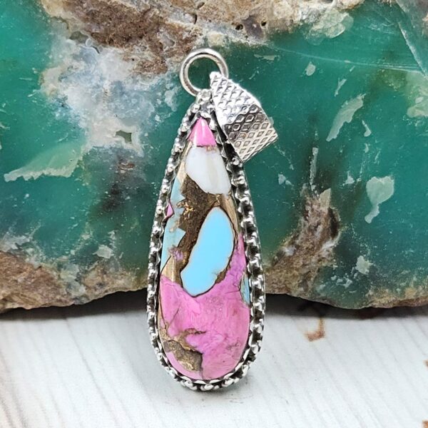 Cotton Candy Turquoise 1.27" 925 Sterling Silver Pendant (REXT89-30)