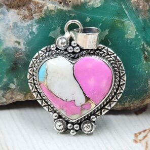 Cotton Candy Turquoise 1.25" 925 Sterling Silver Pendant (REXT89-36)