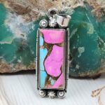 Cotton Candy Turquoise 1.5" 925 Sterling Silver Pendant (REXT89-42)