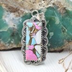 Cotton Candy Turquoise 1.5" 925 Sterling Silver Pendant (REXT89-43)