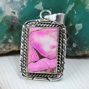 Cotton Candy Turquoise 1" 925 Sterling Silver Pendant (REXT89-45)
