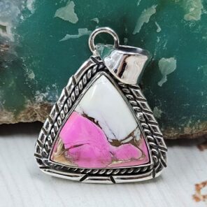 Cotton Candy Turquoise 1" 925 Sterling Silver Pendant (REXT89-49)