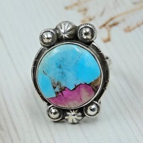 Cotton Candy Turquoise Size US 6 925 Sterling Silver Ring (REXT89-63)