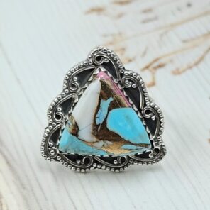 Cotton Candy Turquoise Size US 8 925 Sterling Silver Ring (REXT89-89)