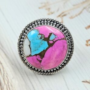 Cotton Candy Turquoise Size US 10 925 Sterling Silver Ring (REXT89-114)