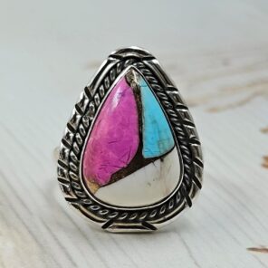 Cotton Candy Turquoise Size US 7 925 Sterling Silver Ring (REXT89-78)