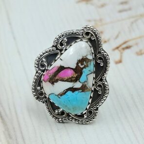 Cotton Candy Turquoise Size US 6 925 Sterling Silver Ring (REXT89-64)