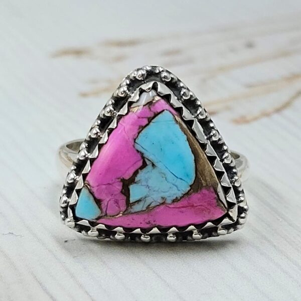 Cotton Candy Turquoise Size US 6 925 Sterling Silver Ring (REXT89-65)