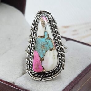Cotton Candy Turquoise Size US 8 925 Sterling Silver Ring (REXT89-91)