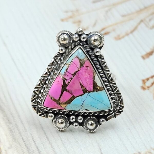 Cotton Candy Turquoise Size US 7 925 Sterling Silver Ring (REXT89-81)