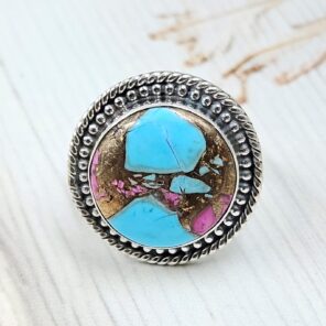Cotton Candy Turquoise Size US 9 925 Sterling Silver Ring (REXT89-105)