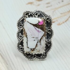 Cotton Candy Turquoise Size US 8 925 Sterling Silver Ring (REXT89-93)