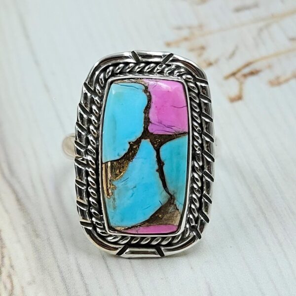 Cotton Candy Turquoise Size US 9 925 Sterling Silver Ring (REXT89-107)