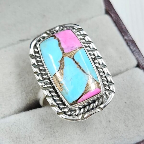 Cotton Candy Turquoise Size US 9 925 Sterling Silver Ring (REXT89-107) - Image 2