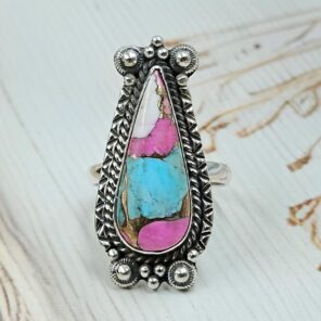 Cotton Candy Turquoise Size US 9 925 Sterling Silver Ring (REXT89-108)