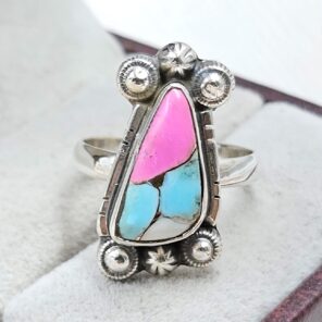 Cotton Candy Turquoise Size US 6 925 Sterling Silver Ring (REXT89-69)