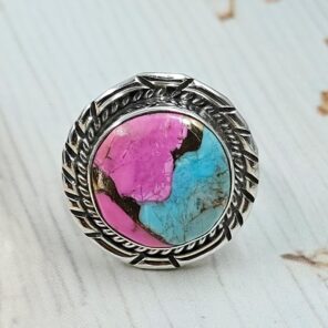 Cotton Candy Turquoise Size US 6 925 Sterling Silver Ring (REXT89-71)
