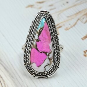 Cotton Candy Turquoise Size US 8 925 Sterling Silver Ring (REXT89-98)