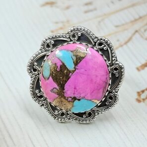 Cotton Candy Turquoise Size US 8 925 Sterling Silver Ring (REXT89-100)