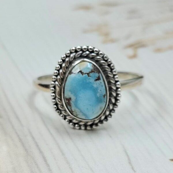 Golden Hills Turquoise Size US 9 925 Silver Ring (RS60-73)