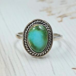 Sonoran Gold Turquoise Size US 7 925 Silver Ring (RS60-85)