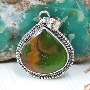 Indonesian Bandaid Agate 1.25" 925 Sterling Silver Pendant (REXT89-124)