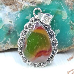 Indonesian Bandaid Agate 1.5" 925 Sterling Silver Pendant (REXT89-127)
