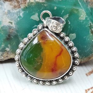 Indonesian Bandaid Agate 1.25" 925 Sterling Silver Pendant (REXT89-128)