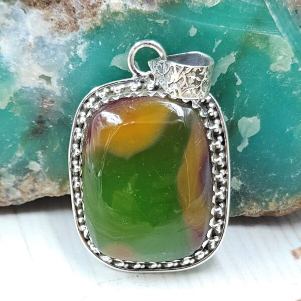 Indonesian Bandaid Agate 1.25" 925 Sterling Silver Pendant (REXT89-130)