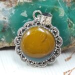 Indonesian Bandaid Agate 1.25" 925 Sterling Silver Pendant (REXT89-131)