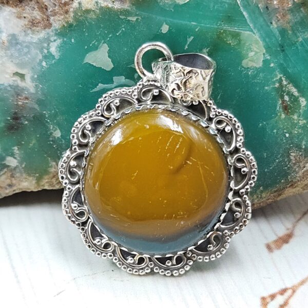 Indonesian Bandaid Agate 1.25" 925 Sterling Silver Pendant (REXT89-131)