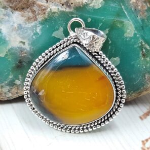 Indonesian Bandaid Agate 1.25" 925 Sterling Silver Pendant (REXT89-133)
