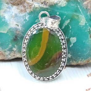 Indonesian Bandaid Agate 1.25" 925 Sterling Silver Pendant (REXT89-136)