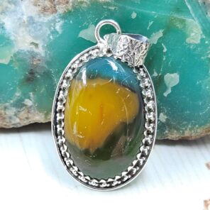 Indonesian Bandaid Agate 1.25" 925 Sterling Silver Pendant (REXT89-137)