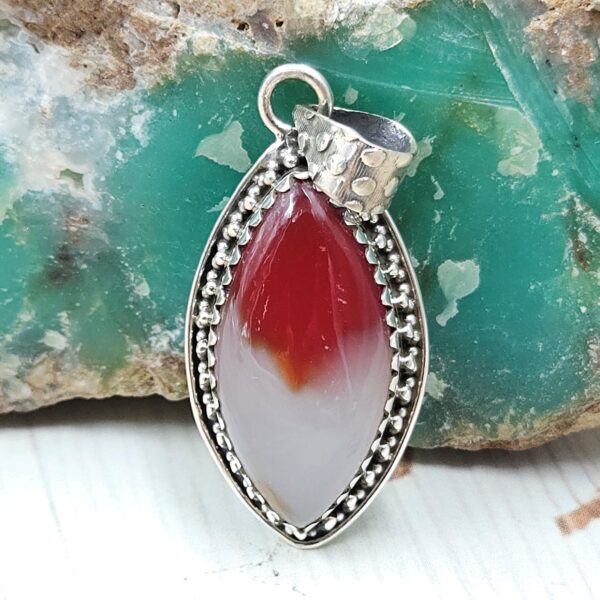 Indonesian Bandaid Agate 1.25" 925 Sterling Silver Pendant (REXT89-139)