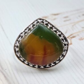 Indonesian Bandaid Agate Size US 11 925 Sterling Silver Ring (REXT89-159)