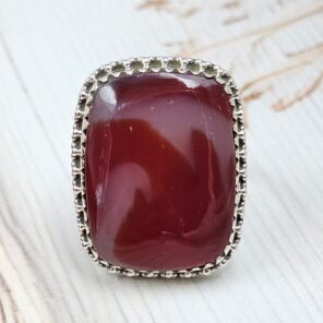 Indonesian Bandaid Agate Size US 9 925 Sterling Silver Ring (REXT89-150)