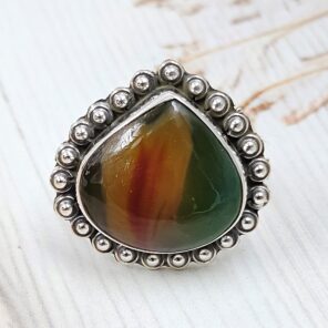 Indonesian Bandaid Agate Size US 8 925 Sterling Silver Ring (REXT89-144)