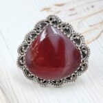 Indonesian Bandaid Agate Size US 8 925 Sterling Silver Ring (REXT89-145)