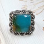 Indonesian Bandaid Agate Size US 9 925 Sterling Silver Ring (REXT89-151)