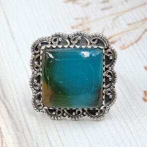 Indonesian Bandaid Agate Size US 9 925 Sterling Silver Ring (REXT89-151)