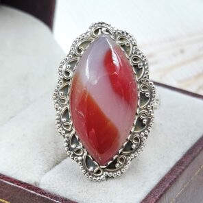 Indonesian Bandaid Agate Size US 10 925 Sterling Silver Ring (REXT89-156)