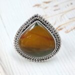 Indonesian Bandaid Agate Size US 9 925 Sterling Silver Ring (REXT89-152)