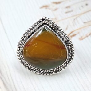 Indonesian Bandaid Agate Size US 9 925 Sterling Silver Ring (REXT89-152)
