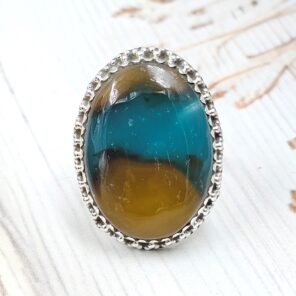 Indonesian Bandaid Agate Size US 7 925 Sterling Silver Ring (REXT89-142)